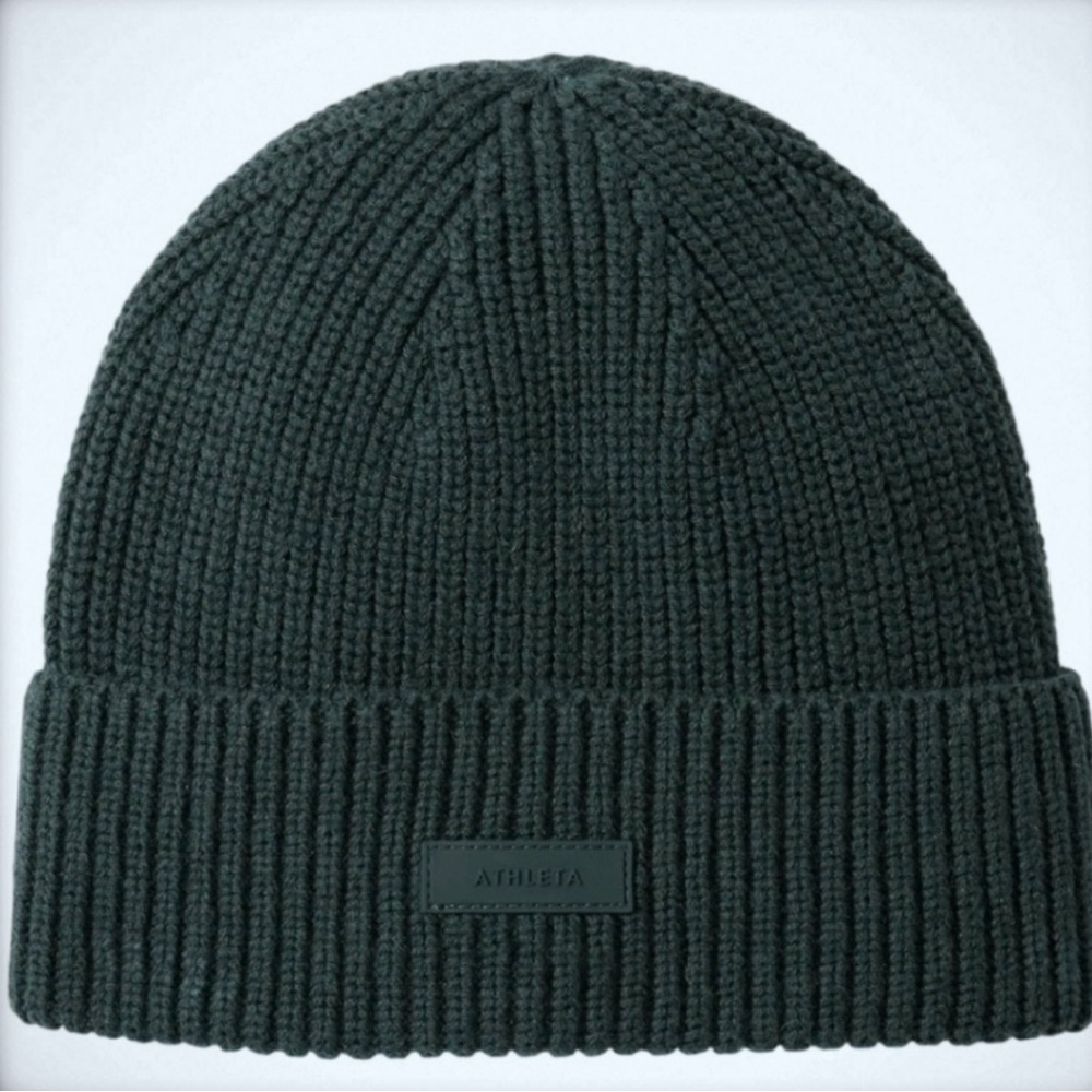 Athleta Cozy Hour Dark Green Beanie Cypress